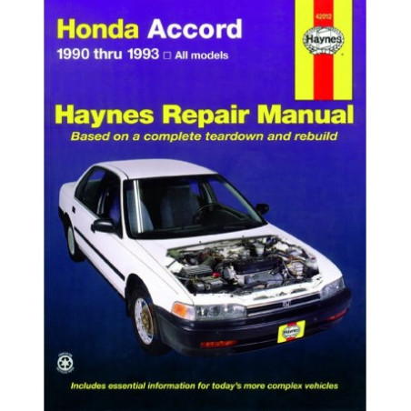 Honda Accord Haynes Repair Manual covering all models from 1990 thru 1993